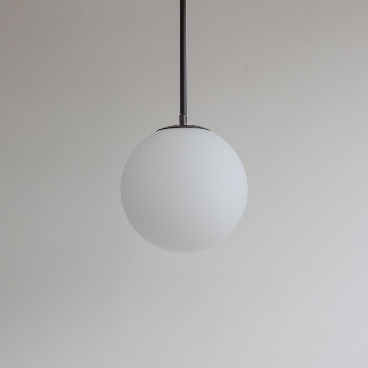 Large Matt Opal Globe Stemmed Pendant