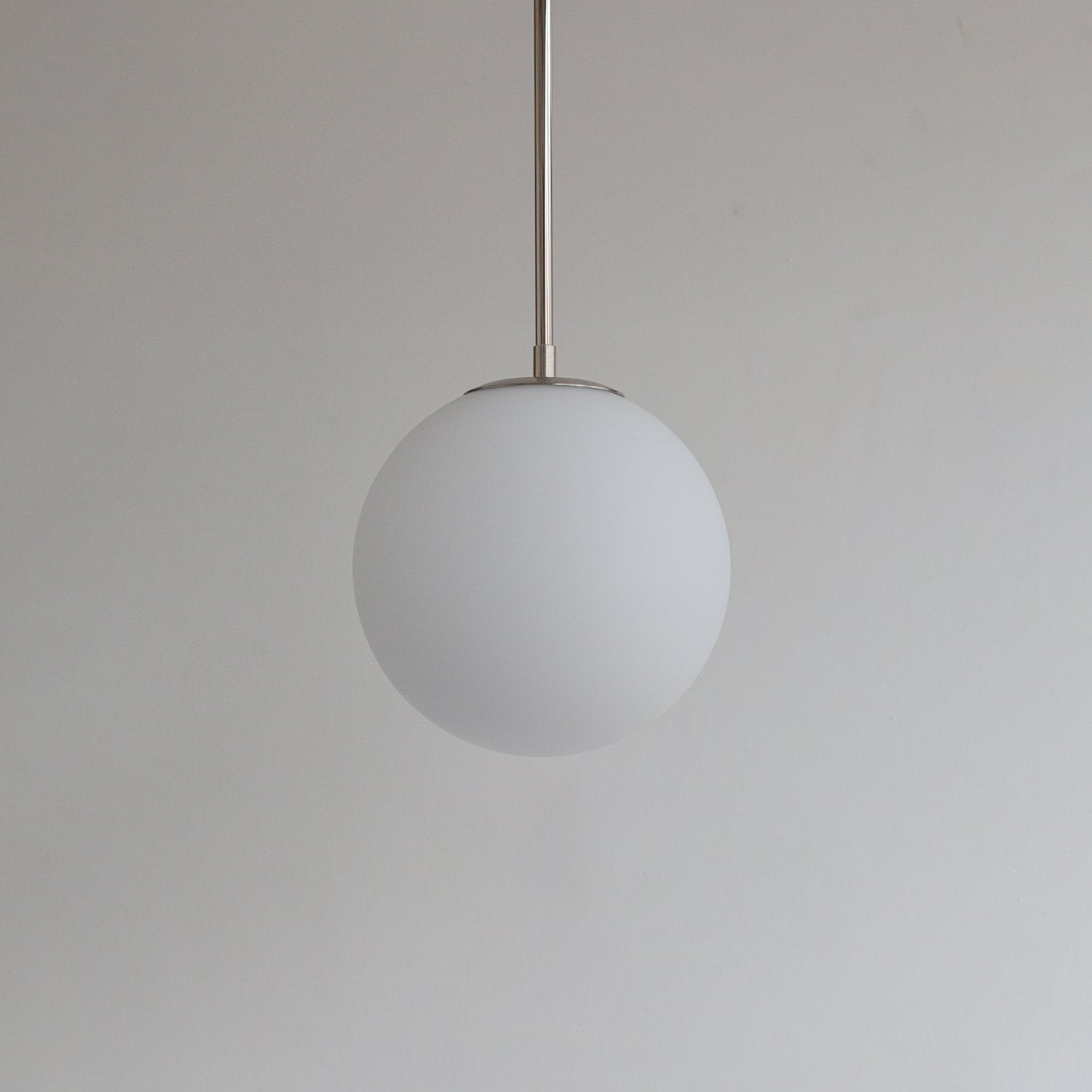 Large Matt Opal Globe Stemmed Pendant