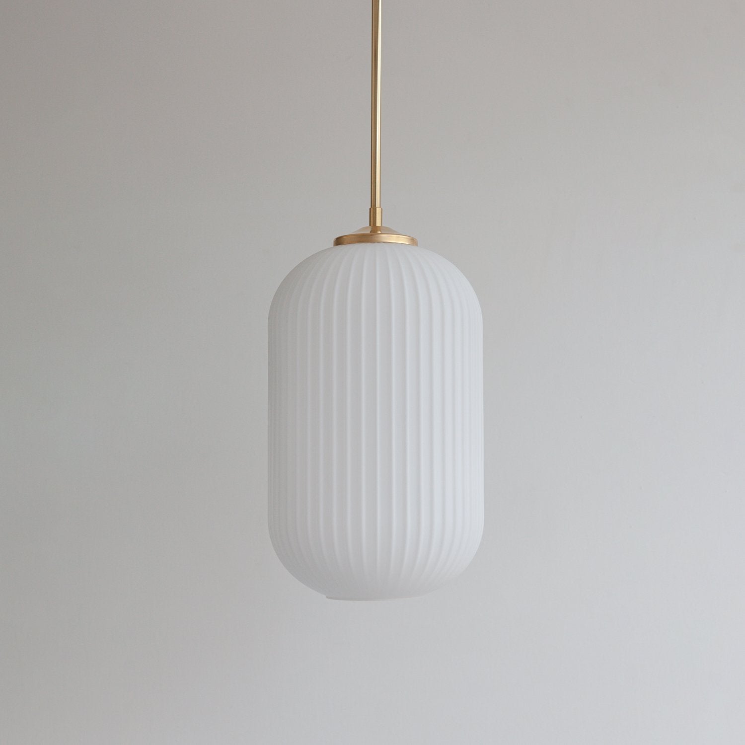 Long Opal Reeded Glass Stemmed Pendant Light